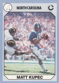 Autograph Warehouse Matt Kupec Football Card (North Carolina) 1990 Collegiate Collection No.51