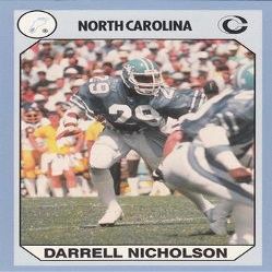 Autograph Warehouse Darrell Nicholson Football Card (North Carolina) 1990 Collegiate Collection No.14
