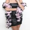 SACASUSA 100g Feather Chandelle Boa 6 feet Long in Baby Pink Black Tips view 2