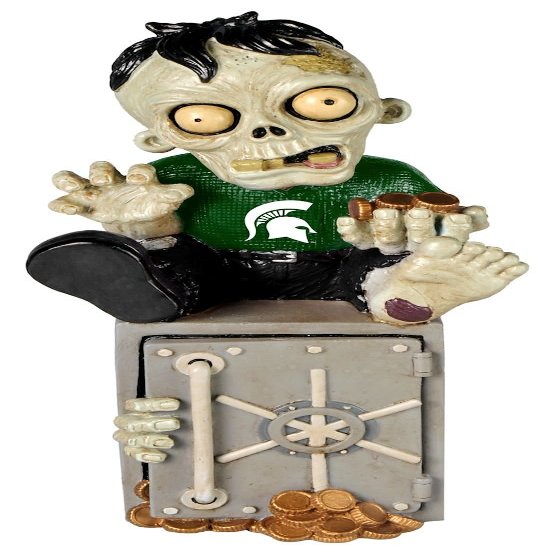 FOCO Forever Collectibles Michigan State Spartans Zombie Figurine - Bank