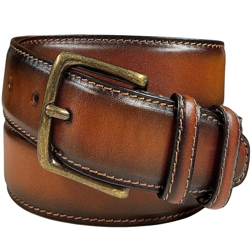 301012 Belts for Men Genuine Leather Dress Belt With Antique Buckle, 1-3/8"(35mm) Wide (Tan, 40)