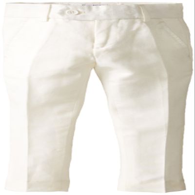 Isaac Mizrahi Little Boys' Solid Linen Pant, White, 4
