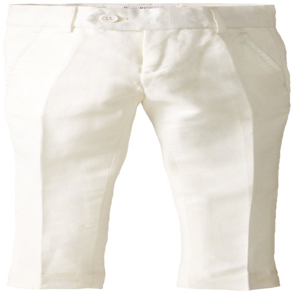 Isaac Mizrahi Little Boys' Solid Linen Pant, White, 4