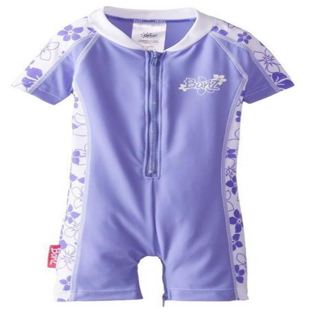 Baby Banz Baby-Girls Newborn Banz One Piece Swim Suit, Lavender Floral, 0-3 Months
