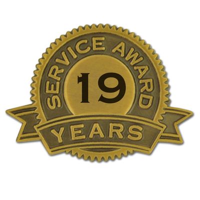 PinMart 19 Years of Service Award Lapel Pin - 25 Pack
