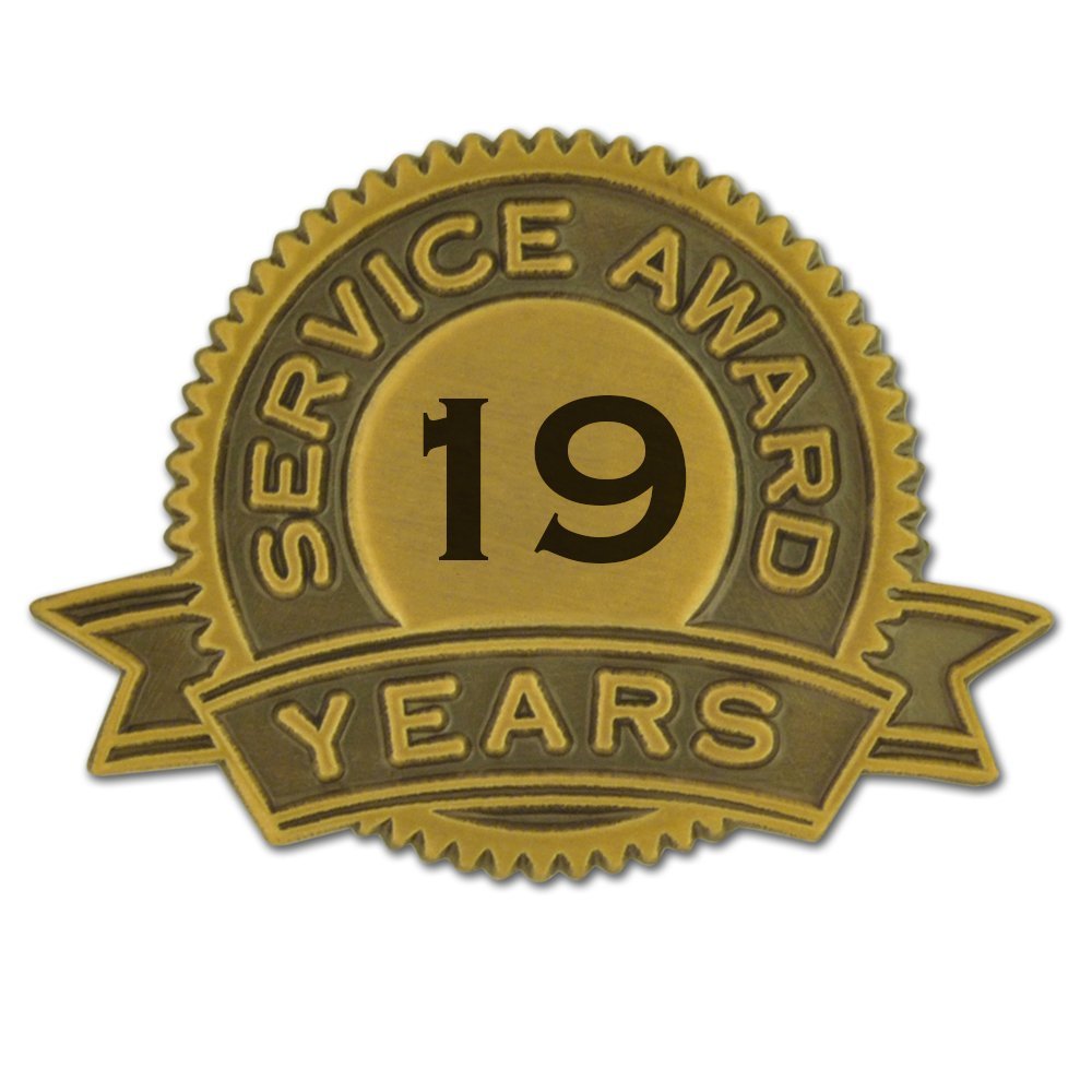 PinMart 19 Years of Service Award Lapel Pin - 25 Pack