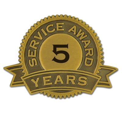 PinMart 5 Years of Service Award Lapel Pin - 100 Pack