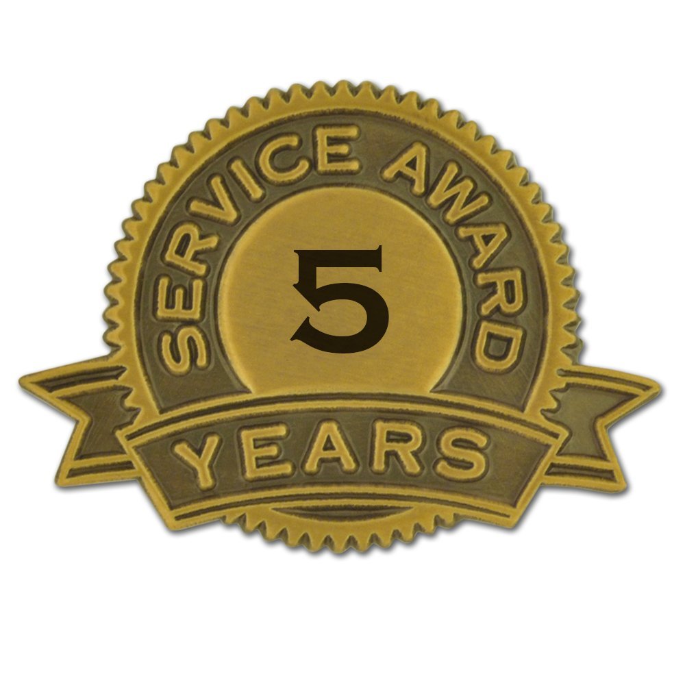PinMart 5 Years of Service Award Lapel Pin - 100 Pack