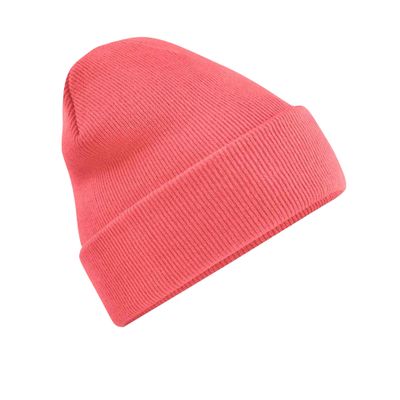 Beechfield Original Cuffed Beanie (B45) Soft Winter Knitted hat Men/Women Cap - Coral