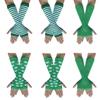 Arm Warmers, Womens Winter Fingerless Long Glove Wool Knit Arm Sleeves for Halloween & Gothic Dress Party W-3S-G (Z8-6 Set Green Striped & Leaf, One Size) view 1