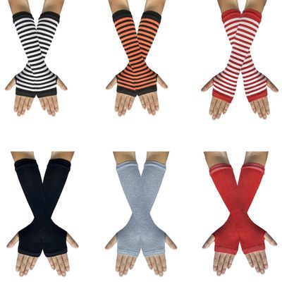 Arm Warmers, Womens Winter Fingerless Long Glove Wool Knit Arm Sleeves for Halloween & Gothic Dress Party W-3S-G (Z6-6 Pairs, One Size)