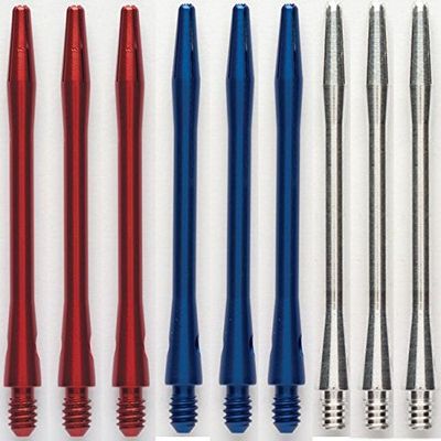 3 Sets of Winmau Aluminum Dart Shafts (9 Shafts) (Red/Blue/Silver, Medium)