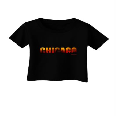 TOOLOUD Chicago Skyline Cutout - Sunset Sky Infant T-Shirt Dark Black - 18Months