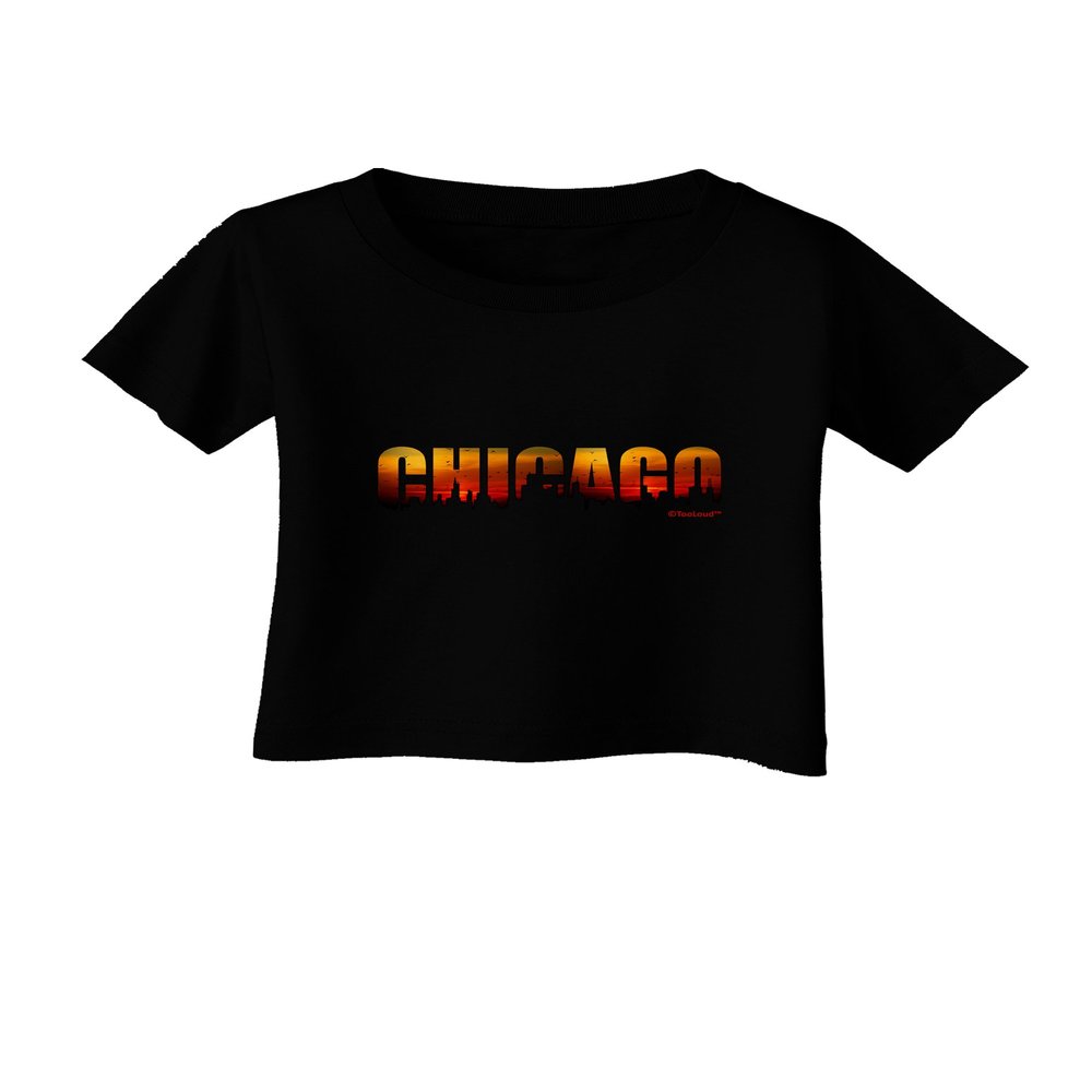 TOOLOUD Chicago Skyline Cutout - Sunset Sky Infant T-Shirt Dark Black - 18Months