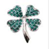 Faship Green Crystal Shamrock Clover 4 Leaf Pin Brooch St. Patrick's Day - Emerald-4 leaf/Silver-tone view 1