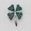 Faship Green Crystal Shamrock Clover 4 Leaf Pin Brooch St. Patrick's Day - Emerald-4 leaf/Silver-tone view 2