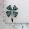 Faship Green Crystal Shamrock Clover 4 Leaf Pin Brooch St. Patrick's Day - Emerald-4 leaf/Silver-tone view 4