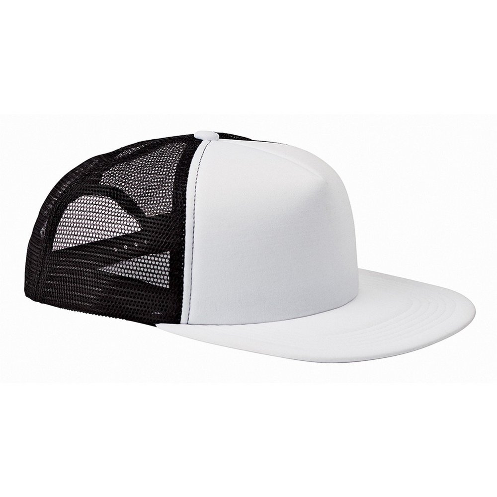Big Accessories 5-Panel Foam Front Trucker Cap OS WHITE/ BLACK