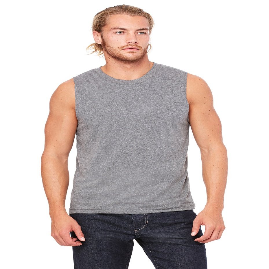 Bella + Canvas Unisex Jersey Muscle Tank S DEEP HEATHER