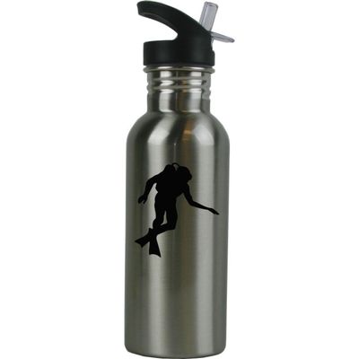Personalized Custom Scuba Diver Stainless Steel Water Bottle with Straw Top 20 Ounce Sport Water Bottle Customizable