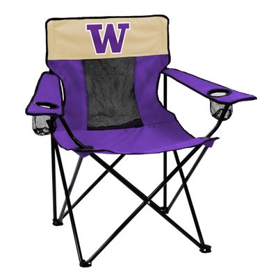 Logo Brands NCAA Washington Huskies Elite Portable Chair - Premium Outdoor Chair with Cup Holder, Powder-Coated Steel Frame, Lightweight and Portable for Tailgating,and Sporting Events
