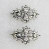 Faship Stunning Clear Crystal Floral Clip On Style Earrings Bridal Wedding Party - Clear view 3