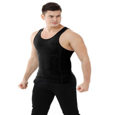 TopTie Men's Slimming Body Shaper Compression Shirt, Shapewear Sculpting Vest Muscle Tank-Black-S