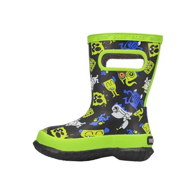 Bogs Kids Skipper Waterproof Rubber Rain Boot, Monsters Print - Black, Size 5, Toddler