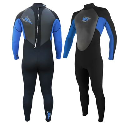 H2Odyssey 3/2mm Men's Vapor Back Zip Wetsuit for Men - Mens Long Sleeve Swimsuit for Surf Board and Deep Sea Diving (Medium, Blue)