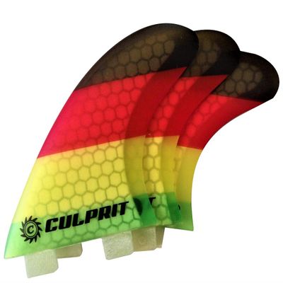 Culprit Surf Honeycomb RTM FCS M3 Style Thruster Surfboard Fins - Rasta - C2