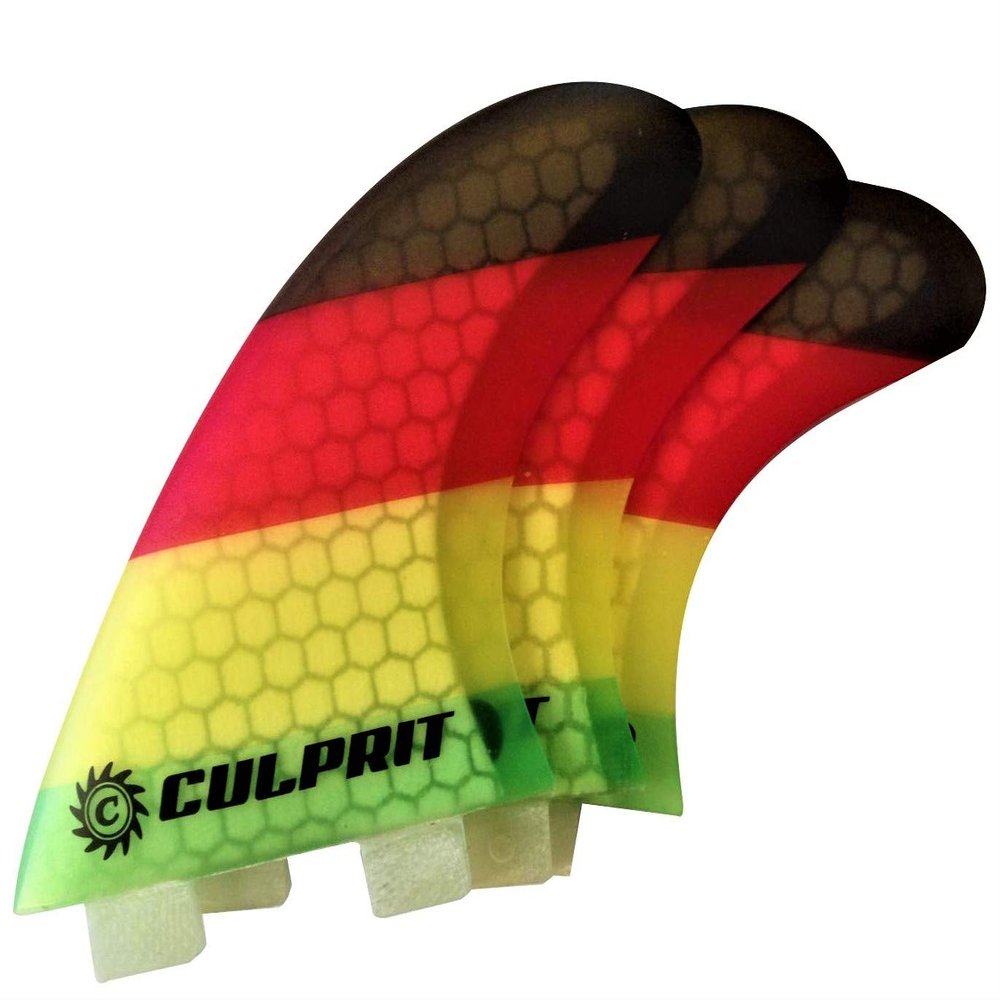 Culprit Surf Honeycomb RTM FCS M3 Style Thruster Surfboard Fins - Rasta - C2