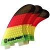 Culprit Surf Honeycomb RTM FCS M3 Style Thruster Surfboard Fins - Rasta - C2 view 1