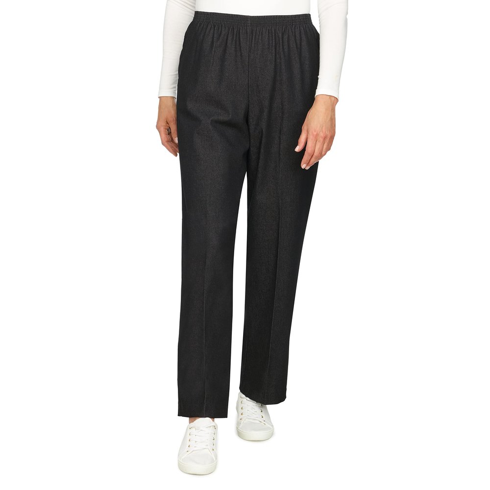 Alfred Dunner Women's Missy Denim Proportioned Short Pant, Black, 18