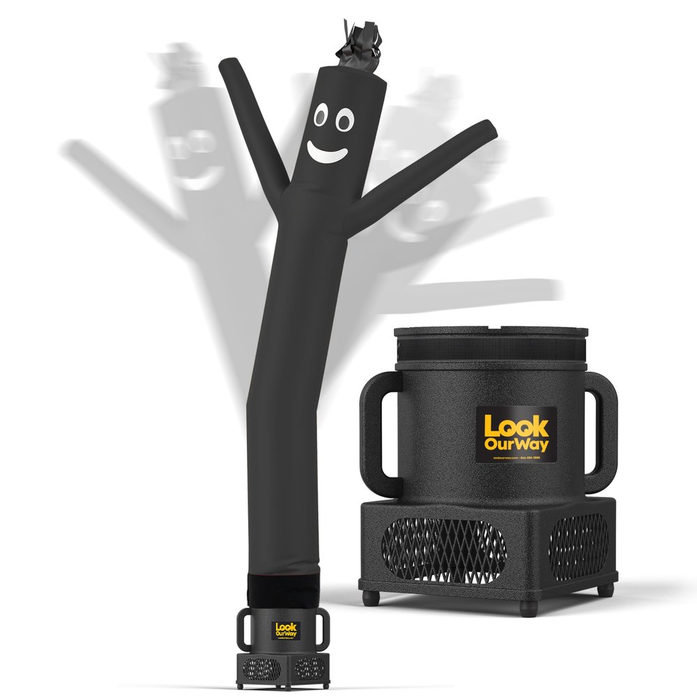 LookOurWay Air Dancers Wacky Waving Inflatable Tube Guy - 7ft Tall Inflatable Advertising Waving Dancing Man with Sky Dancer Blower - Black