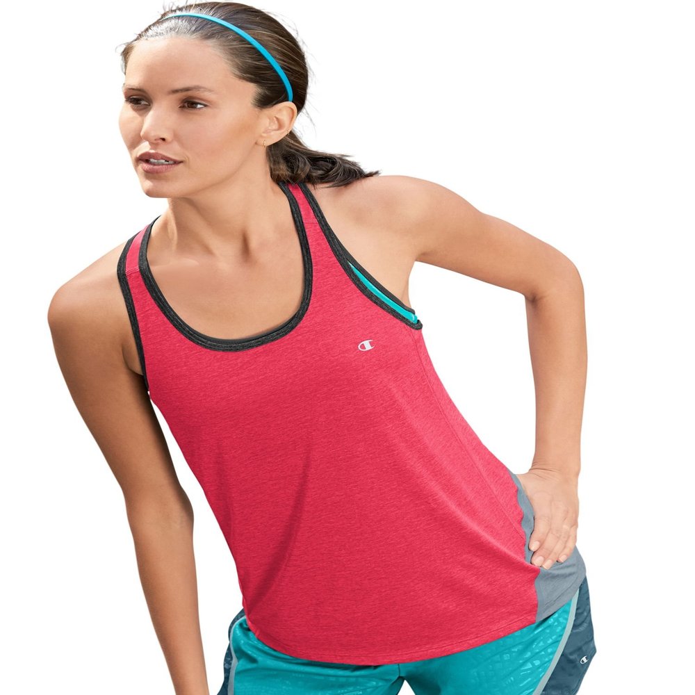 Champion Women`s Marathon Tank,W8854,M,Patrol Red Heather/Transit Grey/Trekking