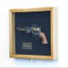 Large/Double 2 Pistol Handgun Revolver Gun Display Case Cabinet Rack Shadowbox (Oak Finish, Green Background) view 4