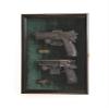 Large/Double 2 Pistol Handgun Revolver Gun Display Case Cabinet Rack Shadowbox (Black Finish, Green Background) view 1
