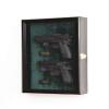 Large/Double 2 Pistol Handgun Revolver Gun Display Case Cabinet Rack Shadowbox (Black Finish, Green Background) view 2