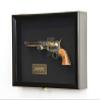 Large/Double 2 Pistol Handgun Revolver Gun Display Case Cabinet Rack Shadowbox (Black Finish, Green Background) view 4