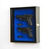 Large/Double 2 Pistol Handgun Revolver Gun Display Case Cabinet Rack Shadowbox (Black Finish, Blue Background) view 2