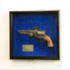 Large/Double 2 Pistol Handgun Revolver Gun Display Case Cabinet Rack Shadowbox (Black Finish, Blue Background) view 3