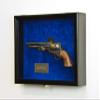 Large/Double 2 Pistol Handgun Revolver Gun Display Case Cabinet Rack Shadowbox (Black Finish, Blue Background) view 4