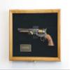 Large/Double 2 Pistol Handgun Revolver Gun Display Case Cabinet Rack Shadowbox (Oak Finish, Black Background) view 3