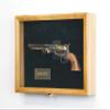Large/Double 2 Pistol Handgun Revolver Gun Display Case Cabinet Rack Shadowbox (Oak Finish, Black Background) view 4
