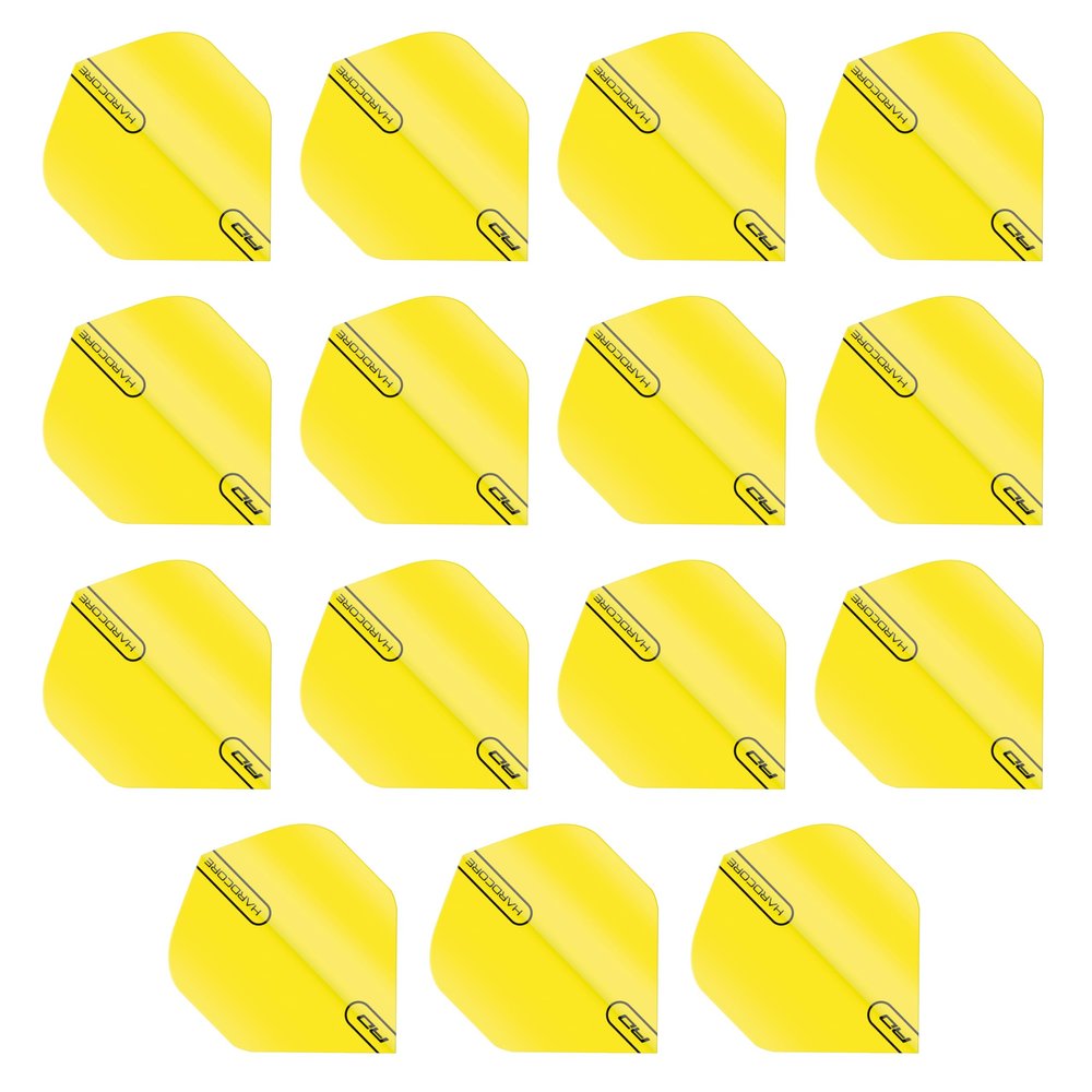 RED DRAGON Hardcore Fluoro Yellow Extra Thick Standard Dart Flights - 5 Sets Per Pack (15 Dart Flights in Total)
