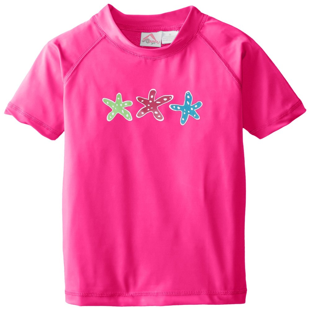 Kanu Surf girls Jade Upf 50+ Sun Protective Rashguard Swim Rash Guard Shirt, Ariel Pink, 14-16 US