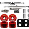 Longboard Skateboard Trucks Combo Set 76mm Bigfoot Cruisers Wheels with Silver Trucks, Bearings, and Hardware Package (76mm Red Wheels, 7.0 (9.63") Silver Trucks) view 1