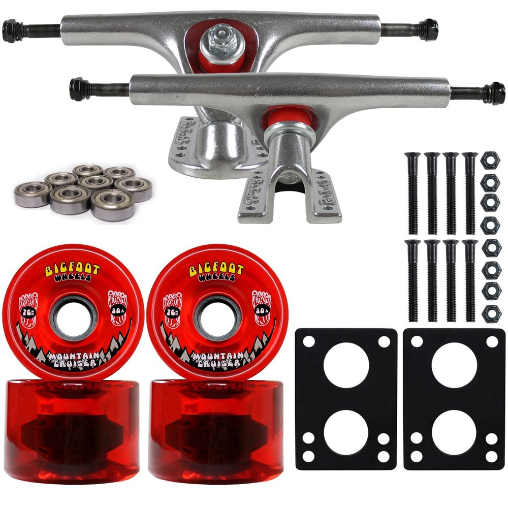 Bigfoot Paris 180 Longboard Trucks Package 76MM Cruisers RED Wheels