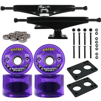 TGM Skateboards Longboard Trucks/Wheels/Bearings Black 6.0 + Bigfoot 76MM Cruisers Purple