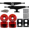 Longboard Skateboard Trucks Combo Set 76mm Bigfoot Cruisers Wheels with Black Trucks, Bearings, and Hardware Package (76mm Red Wheels, 6.0 (8.63") Black Trucks) view 1
